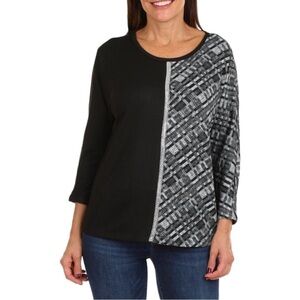 Vintage Rose Women’s Colorblock Rhinestone Center Top Black Size S